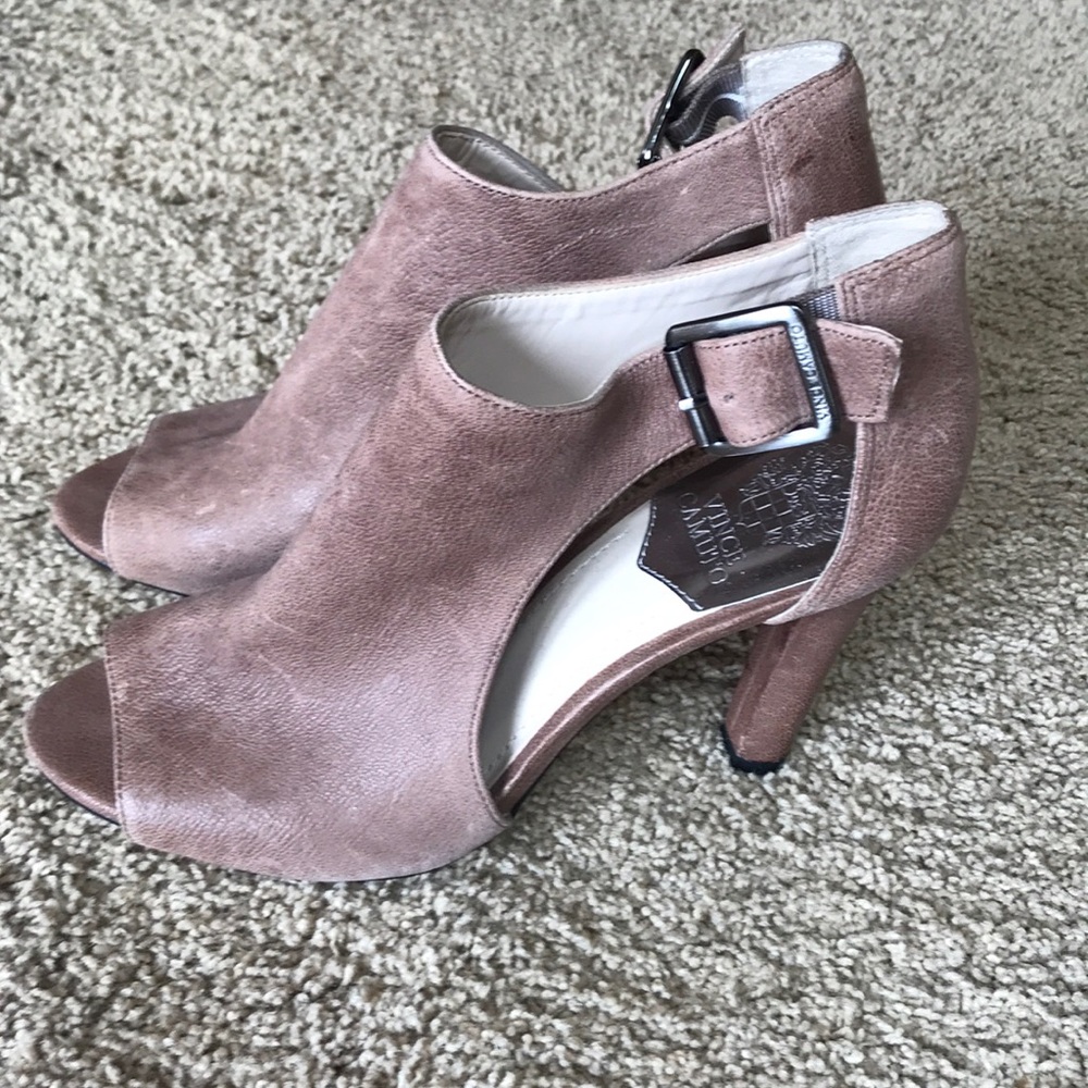 New Vince Camuto Open Toe Bootie, Heel, Leather, 9